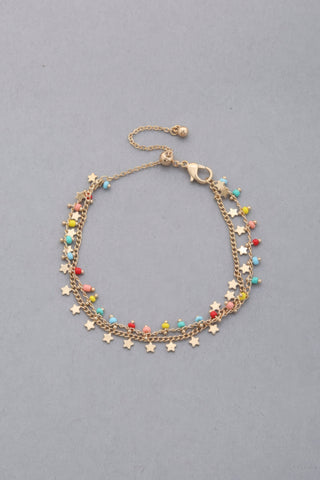 Dainty Star Charm Beaded Dangle Bracelet