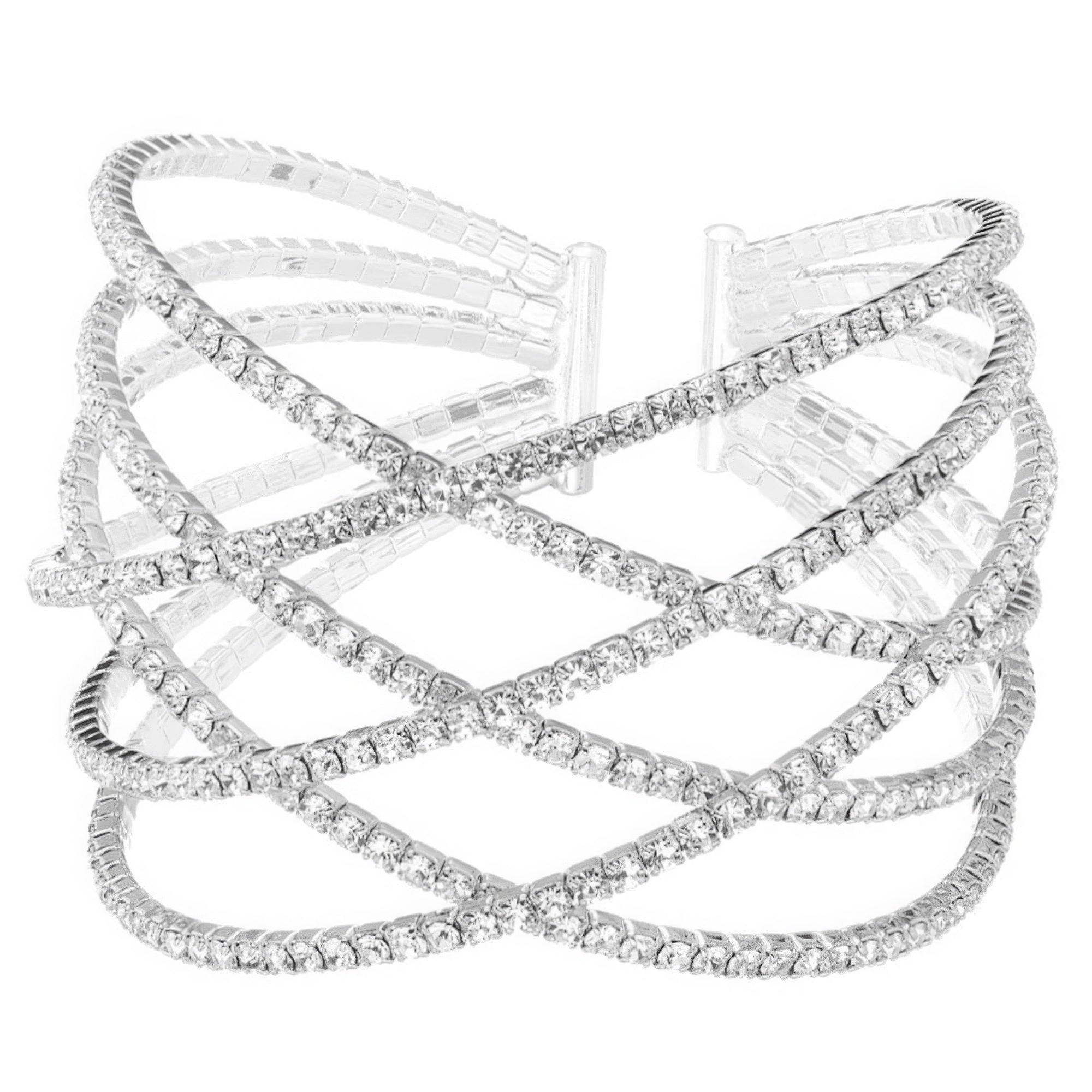 Rhinestone Six Row Layer Wire Bracelet