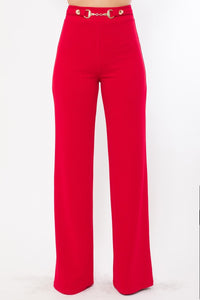 Waist Button And Buckle Detailed Fashion Pants