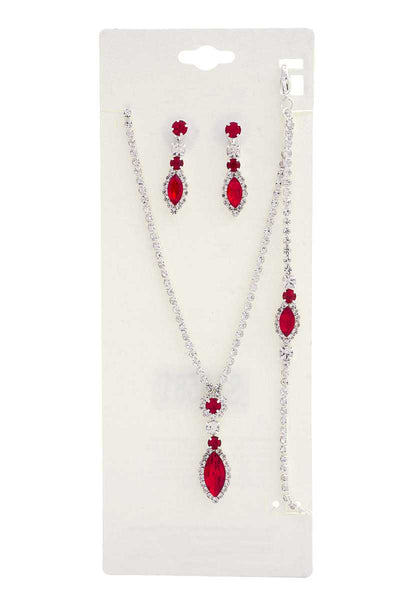 Marquise Shape Rhinestone Bracelet Necklace Set