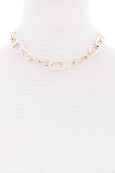 Flat Metal Chain Short Necklace