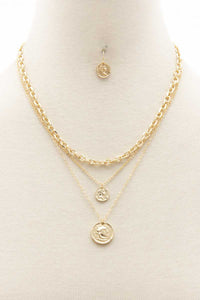 Double Coin Charm Layered Necklace