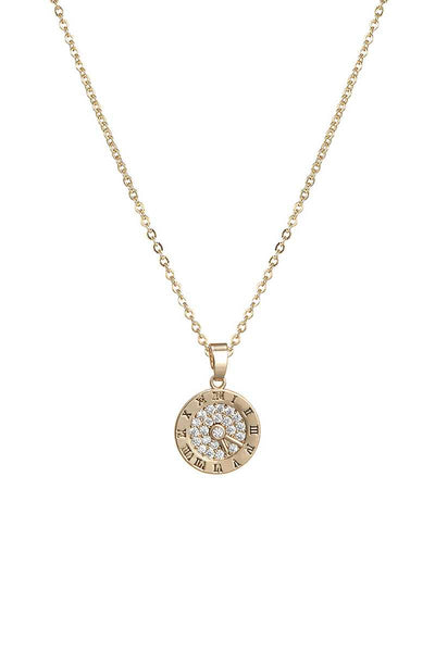 Crystal Clock Round Necklace