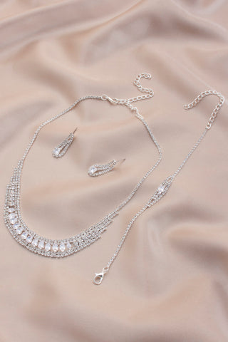 Bridal Rhinestone Bracelet Necklace Set